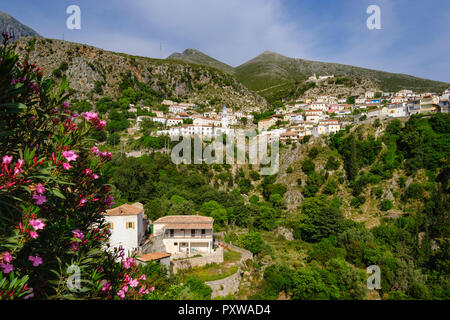 Albania, mountain village Dhermi-Fshat near Himara Stock Photo