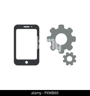 Vector illustration icon concept of smartphone with gears. Stock Vector