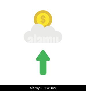 Vector illustration icon concept of dollar coin on cloud with arrow moving up. Stock Vector