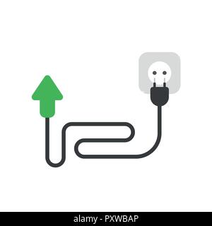 Vector icon concept of arrow with cable, plug and outlet. Black ...