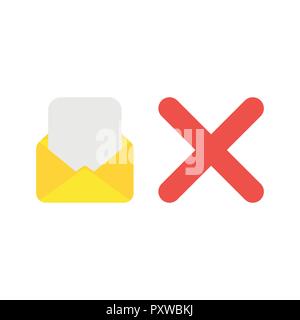 Vector illustration icon concept of mail envelope and blank paper with x mark. Stock Vector