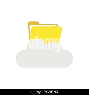 Vector illustration icon concept of opened file folder on cloud. Stock Vector