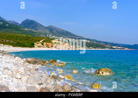 Albania, Ionean sea, Albanian Riviera, beach of Palasa near Dhermi Stock Photo