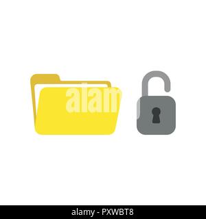 Vector illustration icon concept of opened file folder with padlock. Stock Vector