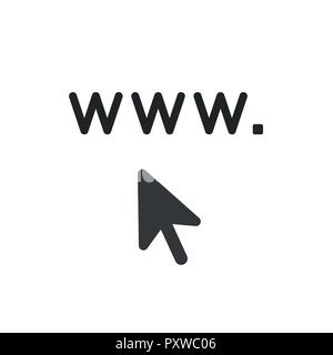 Vector illustration icon concept of www. with mouse cursor. Stock Vector