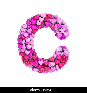 Valentine letter C - Capital 3d pink hearts font isolated on white background. This alphabet is perfect for creative illustrations related but not lim Stock Photo