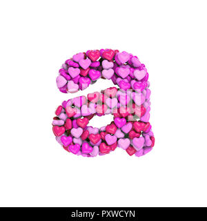 Valentine letter A - Lowercase 3d pink hearts font isolated on white background. This alphabet is perfect for creative illustrations related but not l Stock Photo