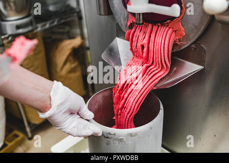 Making ice cream at an ice cream parlour Stock Photo