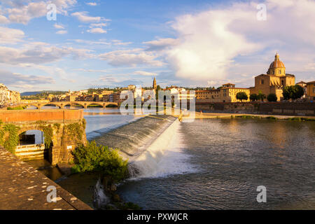 Italy, Tuscany, Florence, Arno river and cityscape in summer Stock Photo