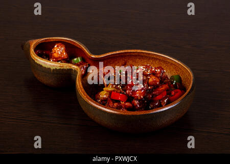 Asian cuisine - Fried hare with mushrooms Stock Photo