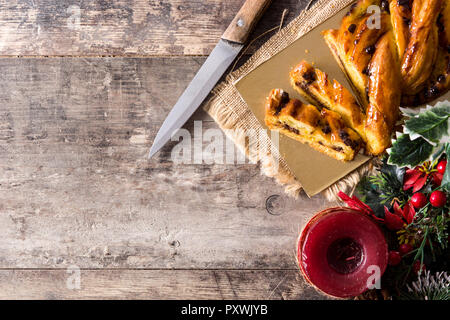 Homemade braid chocolate on wooden table.Top view Stock Photo