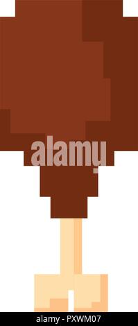 pixel video game chicken leg vector illustration Stock Vector
