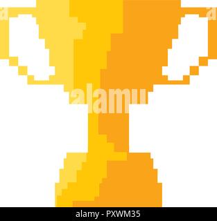 pixel video game gold trophy vector illustration Stock Vector