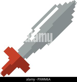 pixel video game weapon sword vector illustration Stock Vector