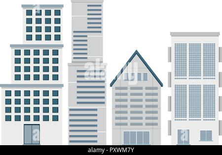 Four designs of buildings illustration Stock Vector