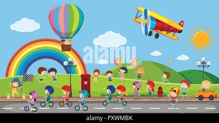 Many children playing in the park illustration Stock Vector Image & Art ...