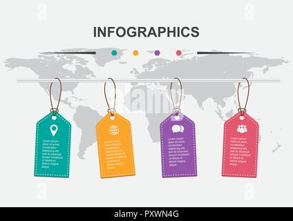 Infographic design template with hanging tag, stock vector Stock Vector
