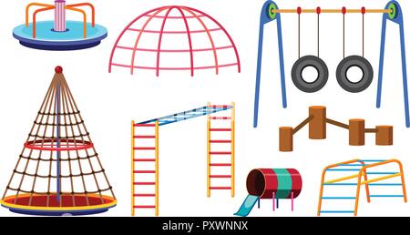 Different types of play stations for playground illustration Stock Vector