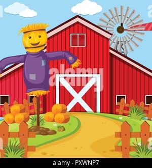Farm scene with barn and scarecrow Stock Vector Image & Art - Alamy