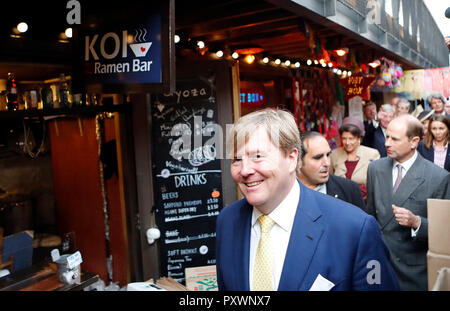 King Willem-Alexander of the Netherlands during a visit to Pop Brixton in south London. Stock Photo