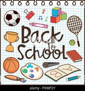 An Essential School Equiptment Template illustration Stock Vector