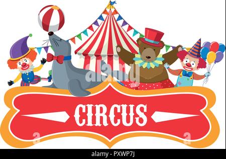 Circus Banner on White Background illustration Stock Vector