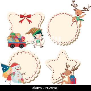 Four labels with christmas theme illustration Stock Vector