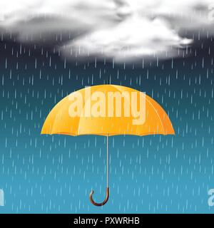 Yellow umbrella and rainy season illustration Stock Vector