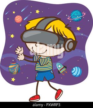 A Boy Playing Video Game  illustration Stock Vector