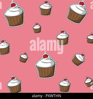 Cupcakes background cartoons Stock Vector