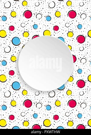 Pop art colorful confetti background. Big colored spots and circ Stock Vector