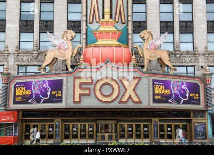 Detroit's iconic and historic Fox Theatre on Woodward Avenue, which serves as the city's premier venue for performances, in Michigan, USA Stock Photo