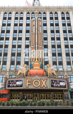 Detroit's iconic and historic Fox Theatre on Woodward Avenue, which serves as the city's premier venue for performances, in Michigan, USA Stock Photo