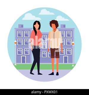 People at town Stock Vector