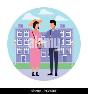 People at town Stock Vector