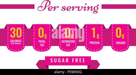 Nutrition Facts information label template for daily food diet. Pink color. Vector illustration. Stock Vector