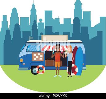 People and surf Stock Vector