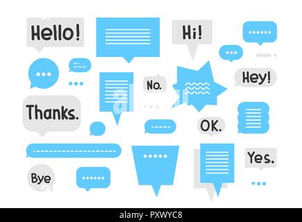 Speech bubble set with short phrases Stock Vector