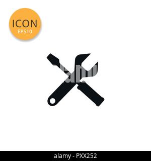 Tools or setting icon flat style in black color vector illustration on white background. Stock Vector