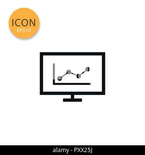 Monitor icon flat style in black color vector illustration on white background. Stock Vector