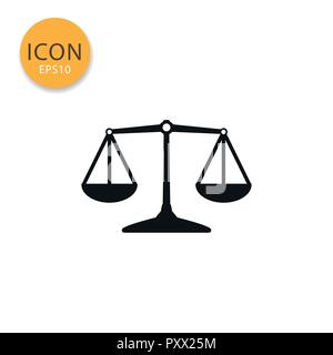Balance scale icon flat style in black color vector illustration on white background. Stock Vector