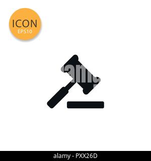 Judge gavel icon flat style in black color vector illustration on white background. Stock Vector