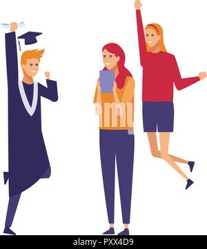 women student celebrating with hat graduation vector illustration Stock ...