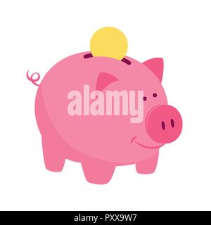 piggy bank with a coin simple vector illustration EPS10 Stock Vector