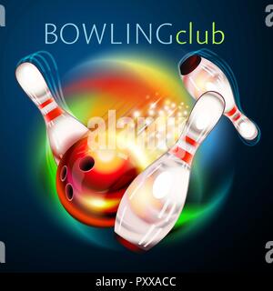 Bowling ball flying over rainbow Stock Vector