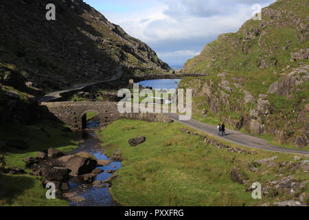 long narrow mountain pass with glacier lakes, gap of dunloe, killarney, county kerry ireland Stock Photo