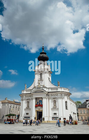 Wadowice / Poland - July 7.2018: Basilica of the Holy Mary in the main square Wadowice, city where pope John Paul II was born. Stock Photo