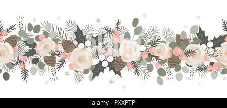 Christmas seamless garland. Vector hand drawn illustration. Stock Vector