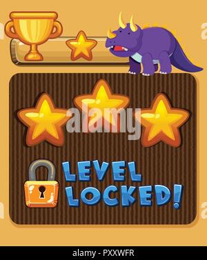 Game template with dinosaur and trophy illustration Stock Vector