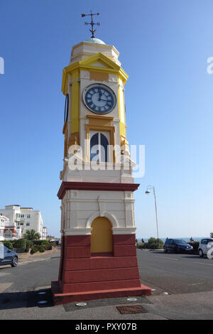 seafront clock tower at Bexhill on Sea celebrating Edward VII's coronation in 1902, East Sussex, United Kingdom Stock Photo